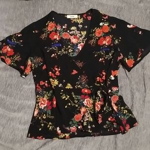 Meraki floral wrap blouse